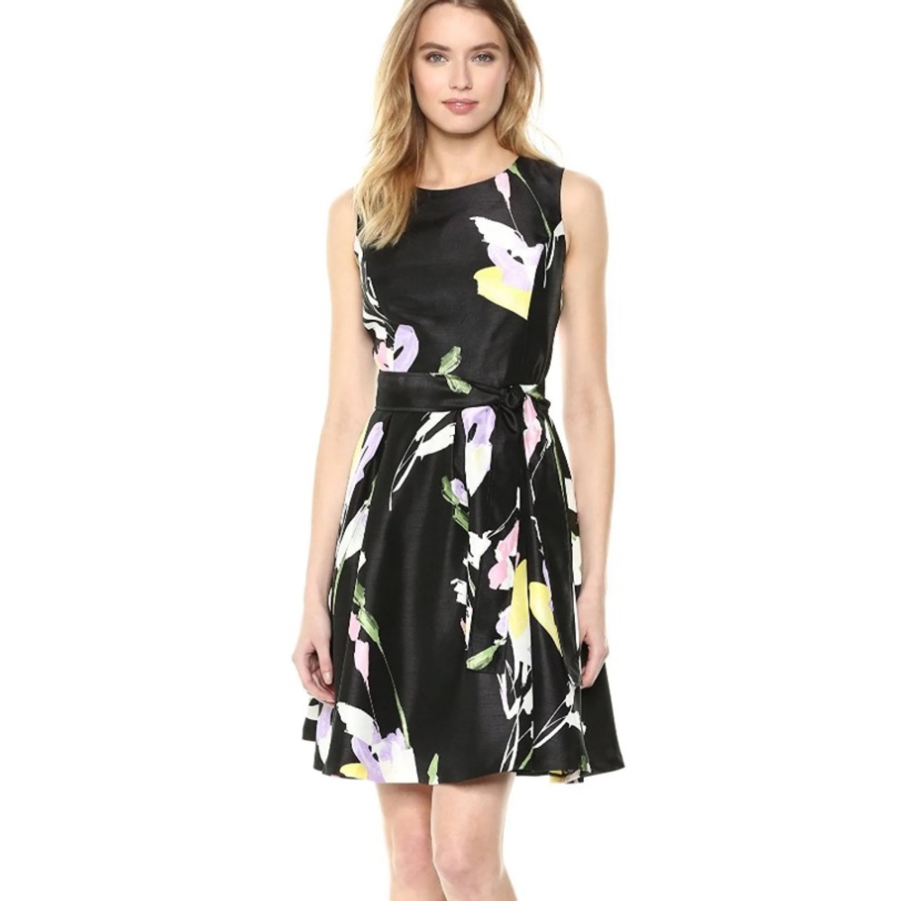 Nine West Black Dress with Pastel Floral Design